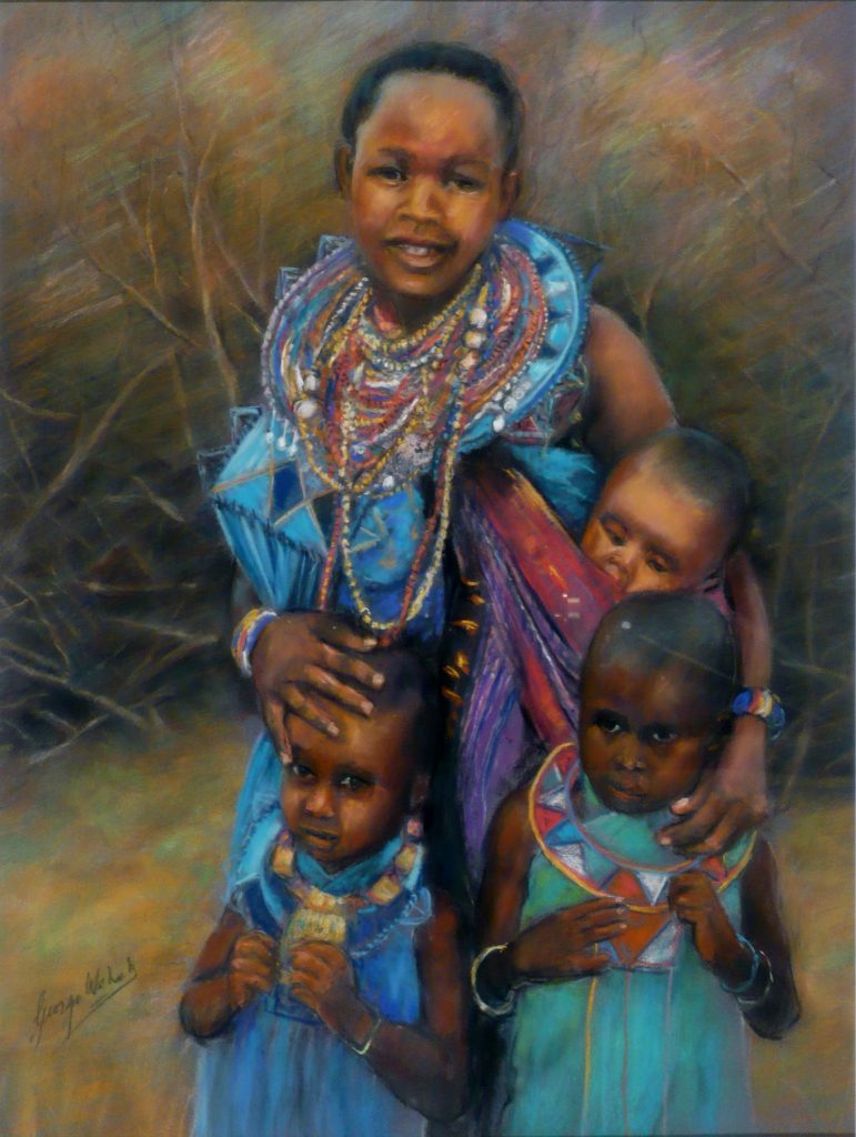 African mother and children